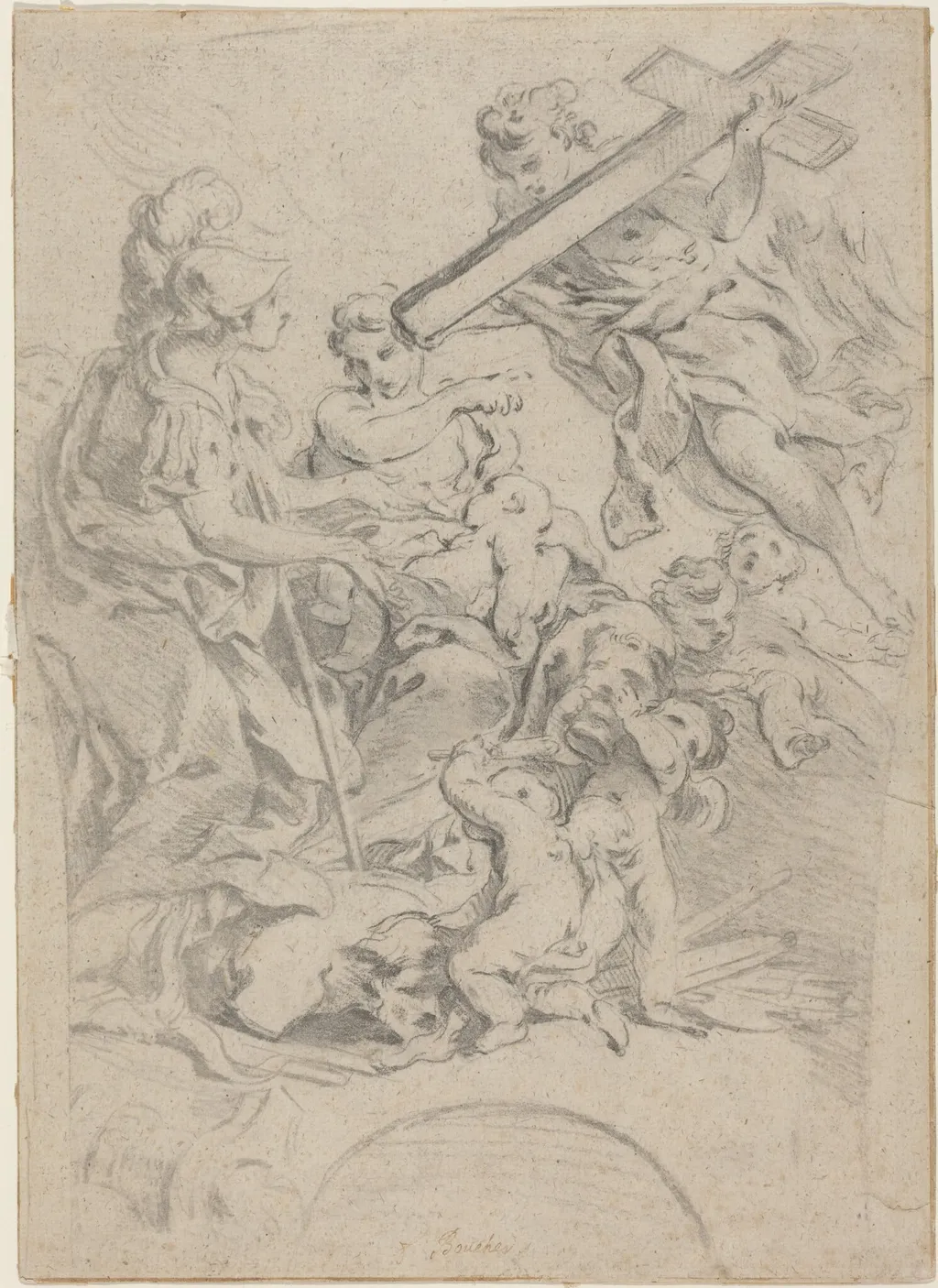 Faith and Charity, by François Boucher, chalk, 1730