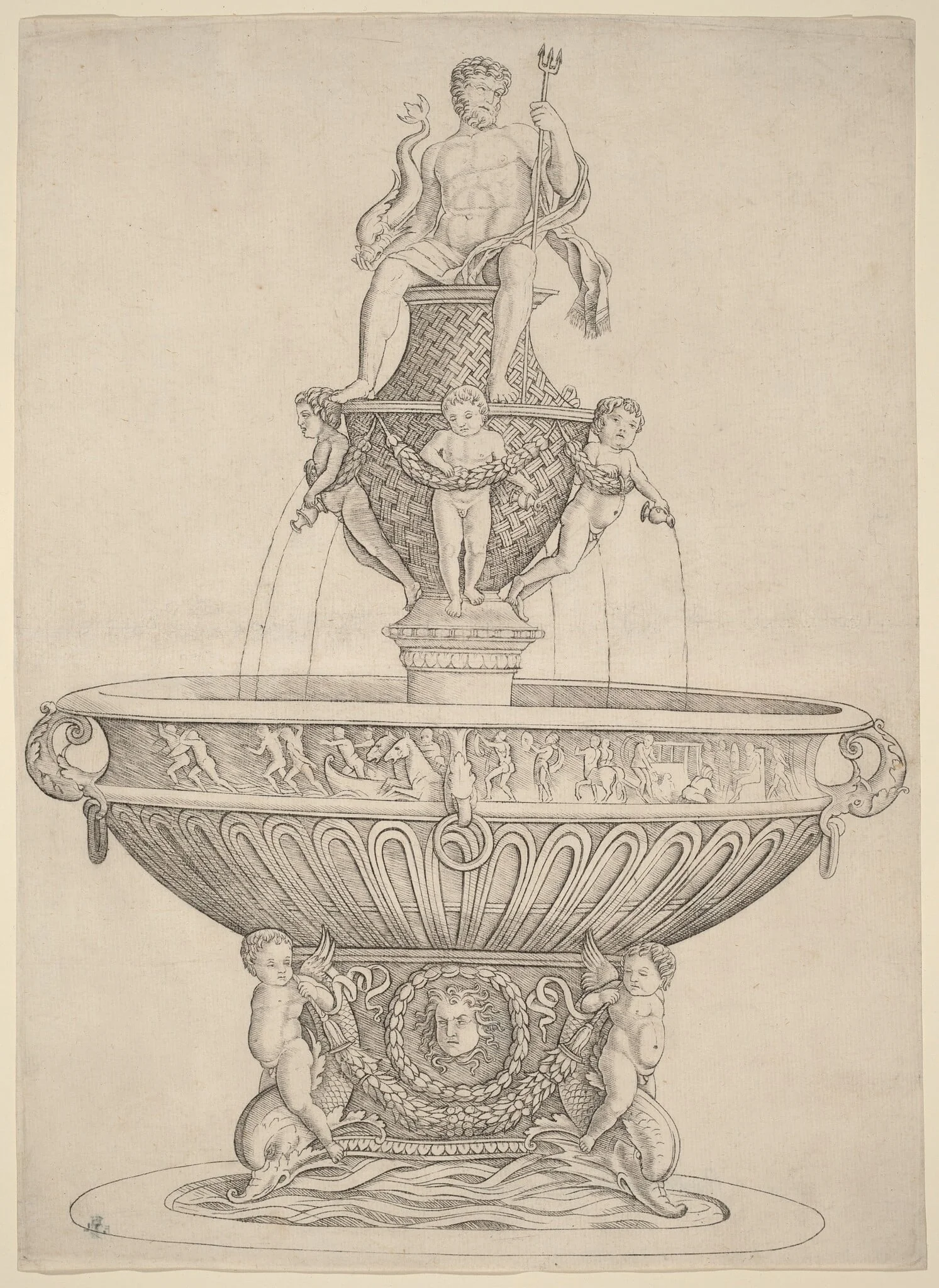 Fountain with Statue of Neptune, detail
