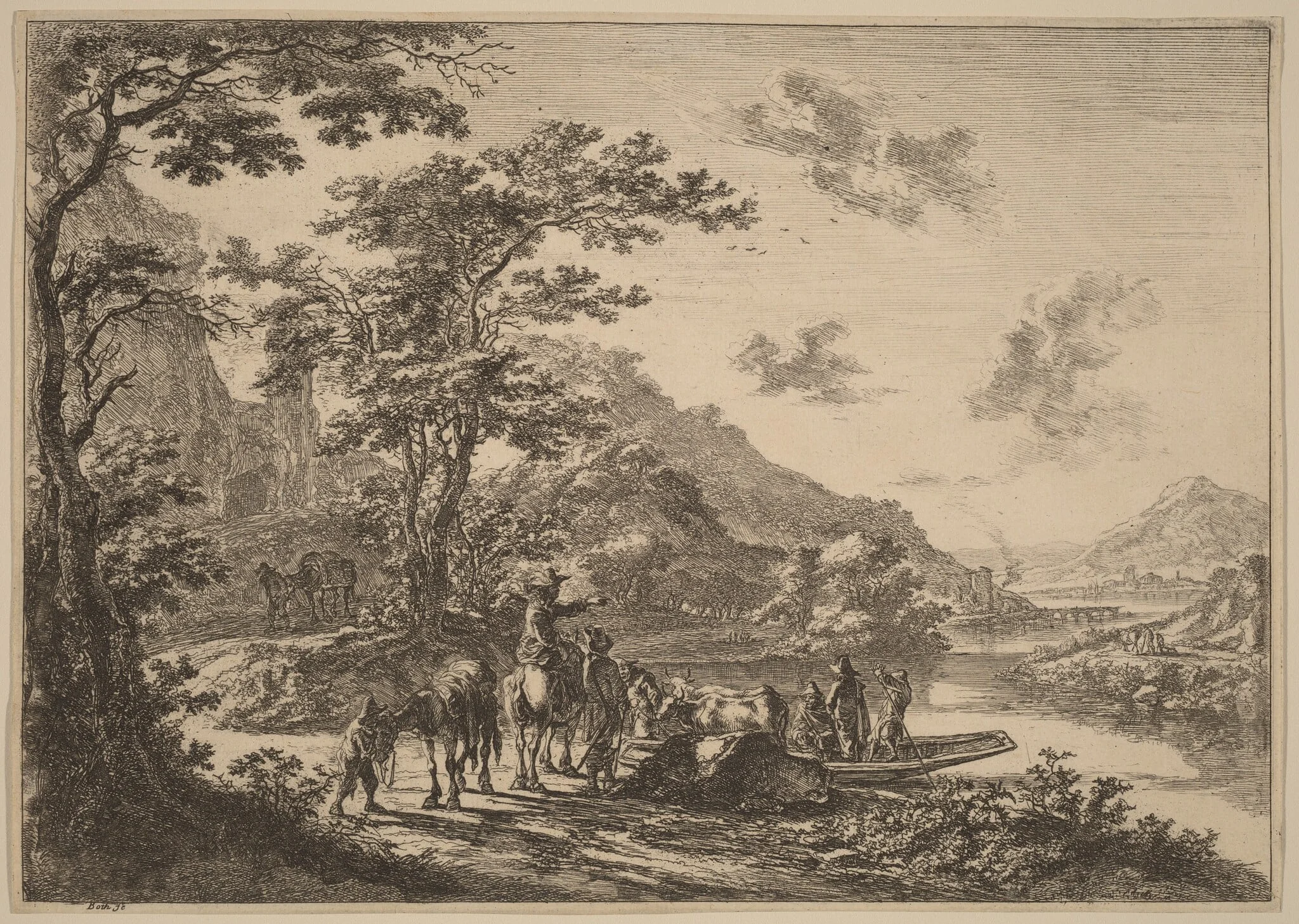 View of the Tiber in the Campagna, detail