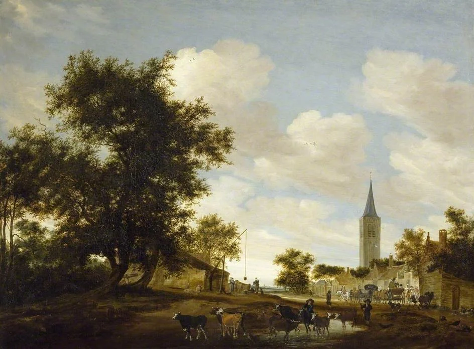 A Draw-well with Cattle before Beverwijck Church, detail