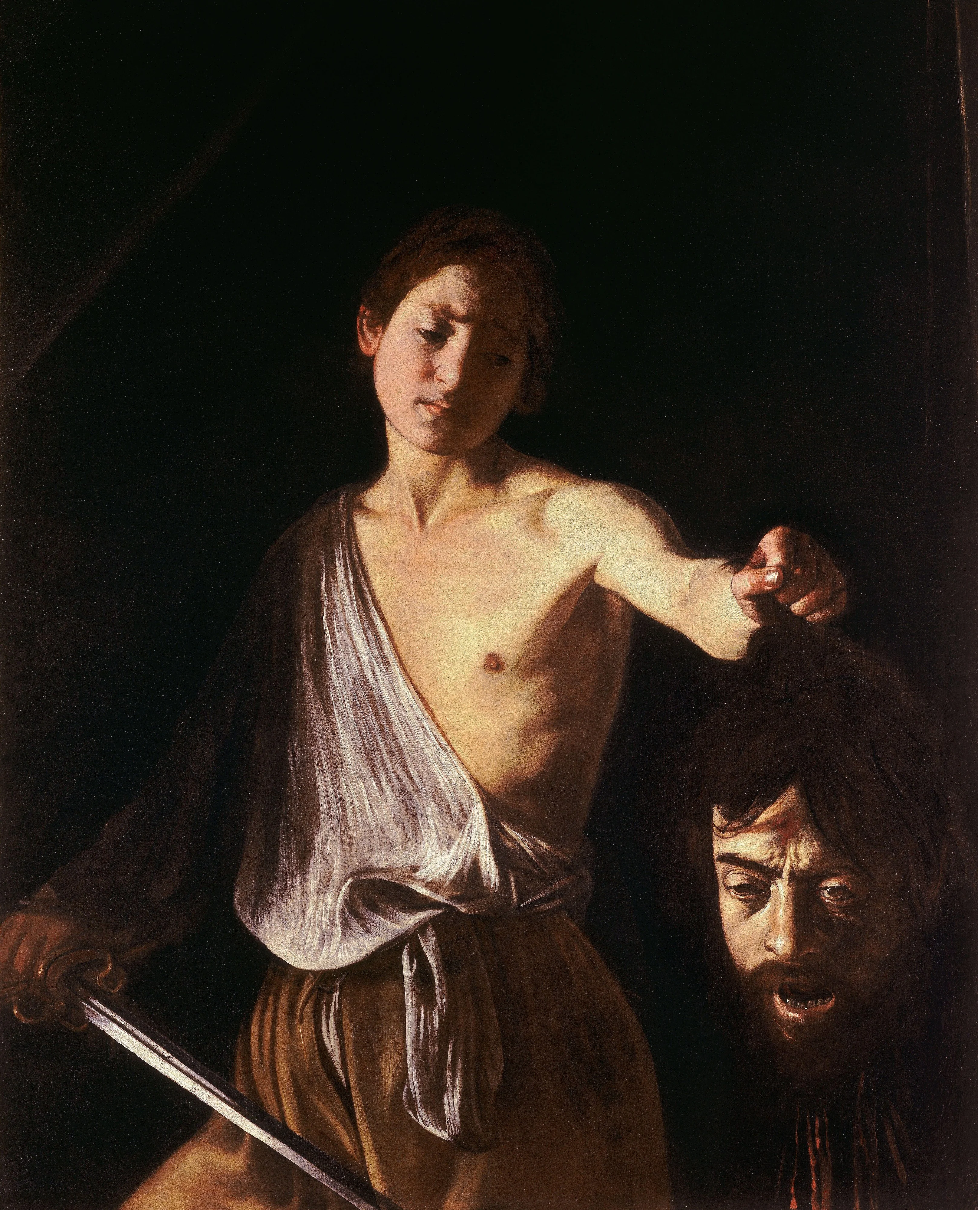David with the Head of Goliath, detail