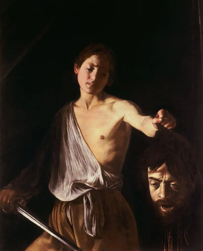 David with the Head of Goliath, by Caravaggio, oil, 1605