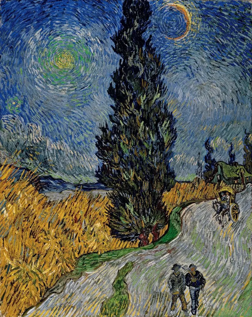 Road with Cypress and Star, by Vincent van Gogh, oil, 1890