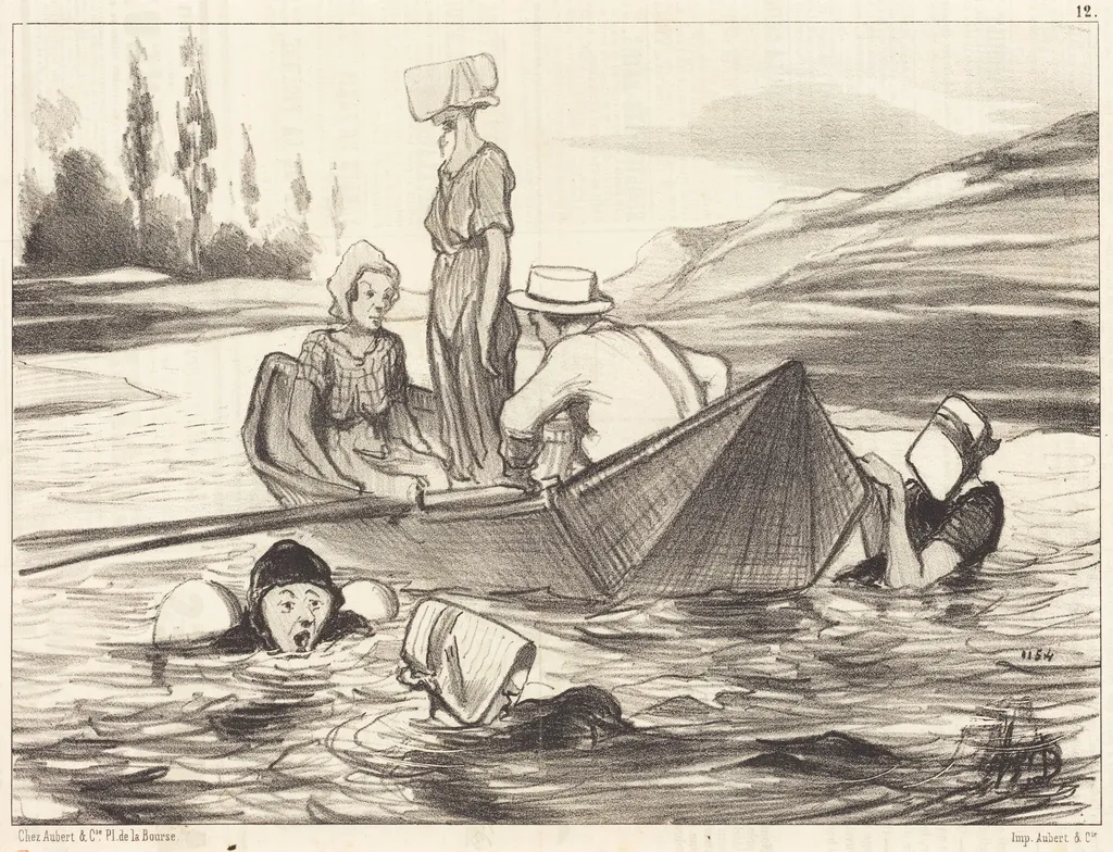 En pleine eau, by Honoré Daumier, ink, 1847