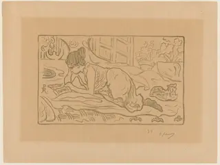La Liseuse couchée, by Paul Ranson, ink, 1895