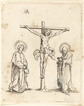Christ on the Cross Between Saint John and Mary, by Wenceslaus Hollar, ink, 1642