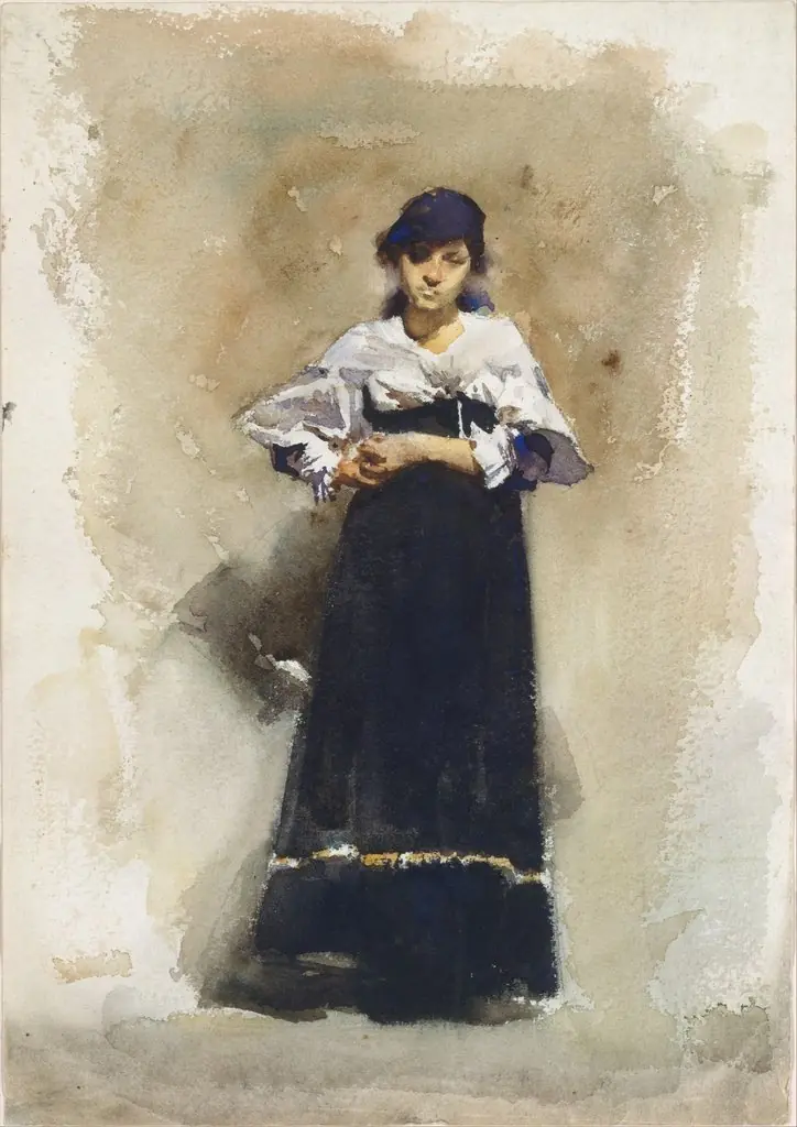 Young Woman with a Black Skirt, by John Singer Sargent, graphite, 1890