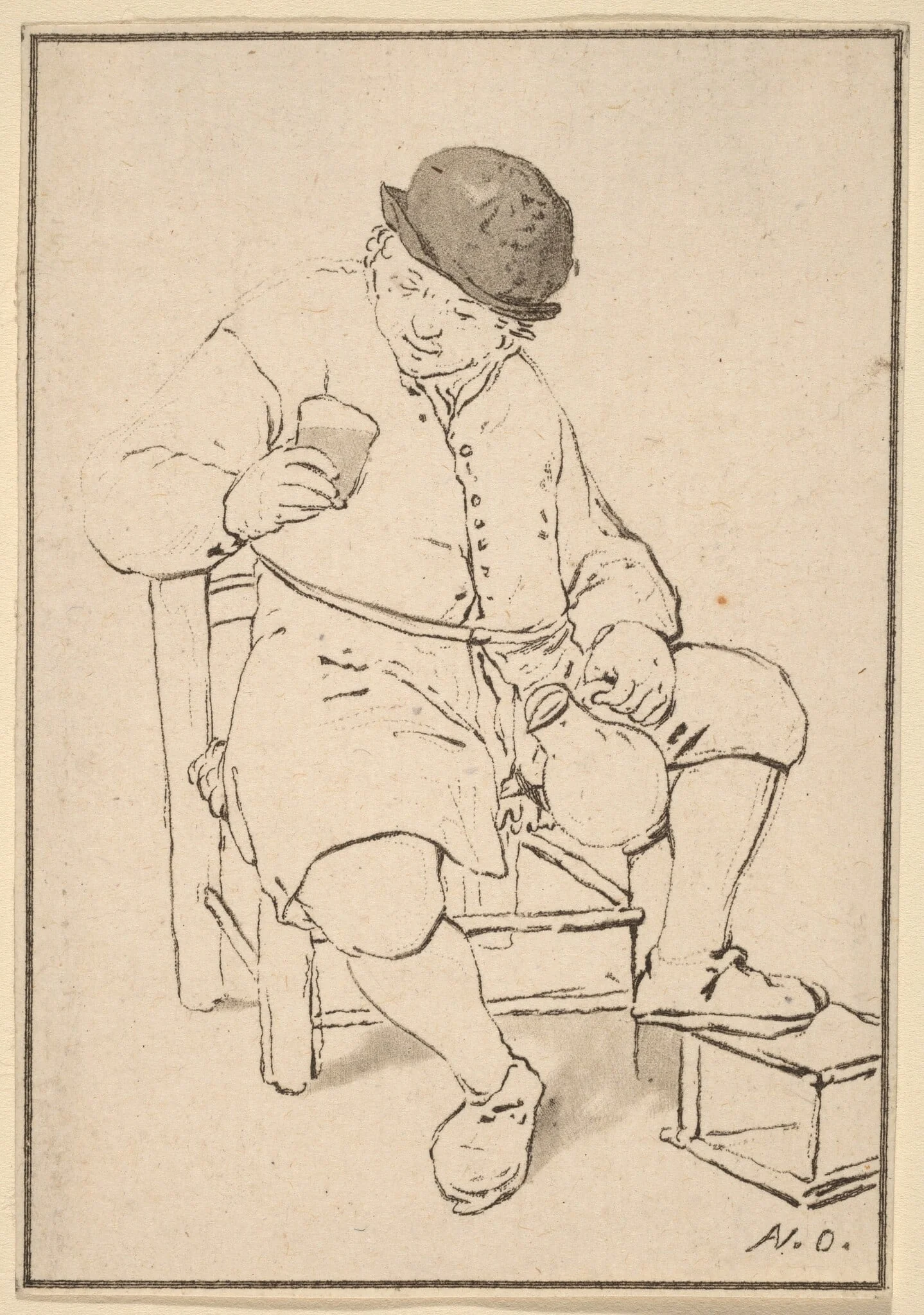 Seated Peasant with Jug, detail