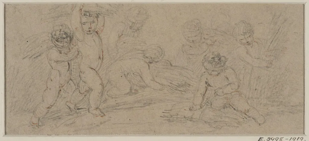 Cupids binding and carrying sheaves of corn, by Diana Lady Beauclerk, 1734