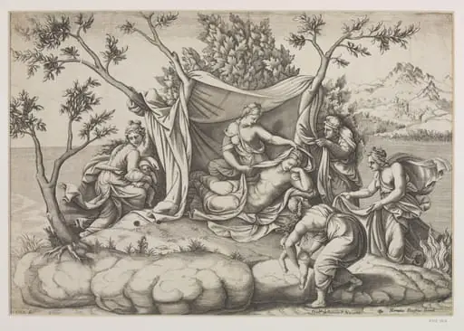 Birth of Diana and Apollo, by Diana Scultori