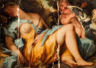 Diana Sleeping, with a Boy and Hounds, by Alessandro Gherardini