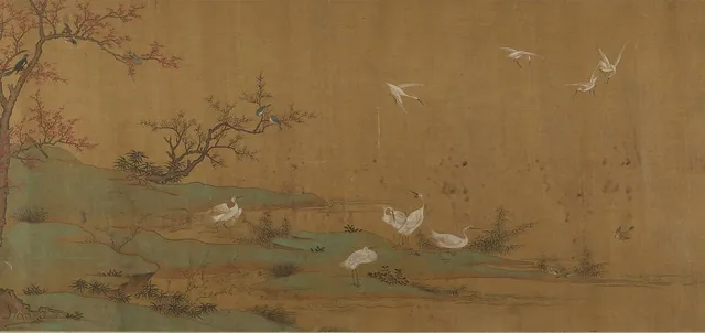 明   佚名   舊傳刁光   叢簧集羽   卷|River Scene with Birds and Bamboo