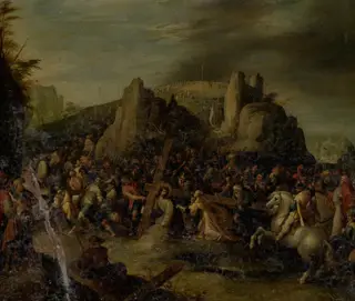 Die Heilige Veronika reicht Christus das Schweißtuch