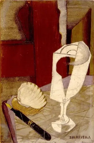Still-life with Glass, by Diego Rivera, 1915