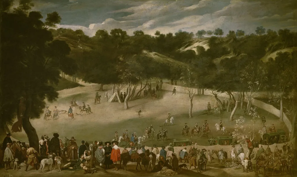Cacería de jabalíes en el Hoyo, by Diego Velázquez, oil, 1700