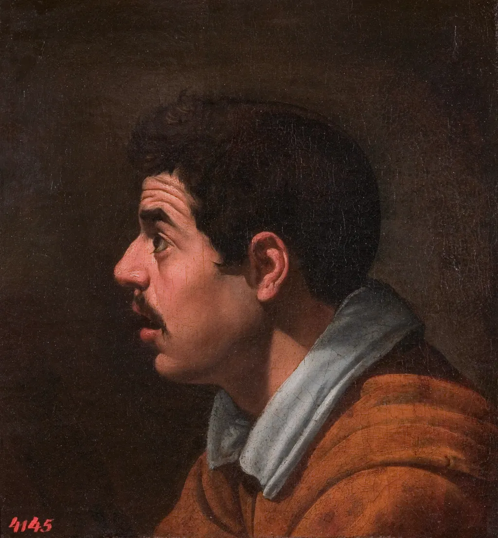 Head of a Man in Profile, by Diego Velázquez, oil, 1618