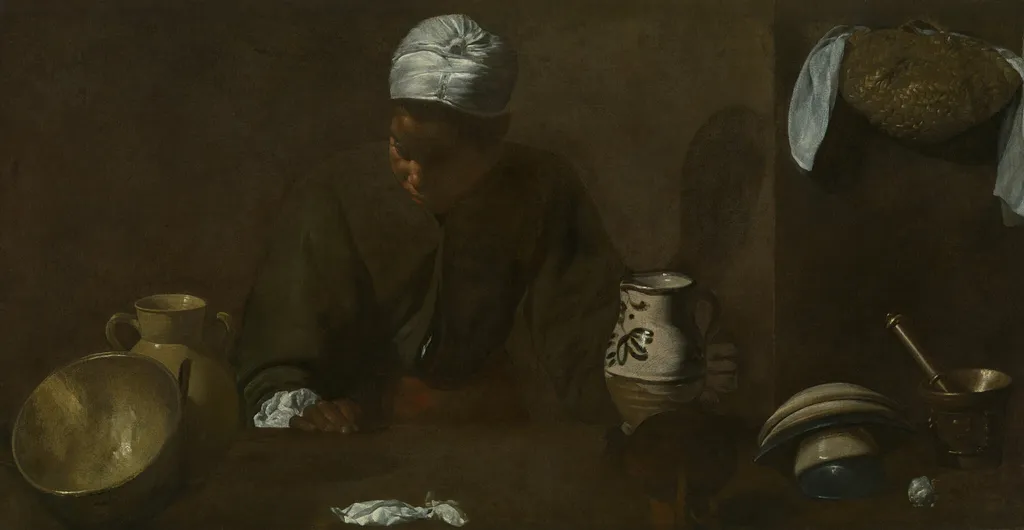 Kitchen Scene, by Diego Velázquez, oil, 1619