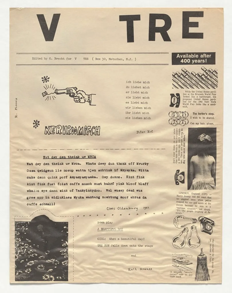 Untitled, by Dieter Roth, Claes Oldenburg, Ruth Krauss, Heinz Gappmayr, Angus MacLise, Jackson Mac Low Robert Morris, ink, 1963