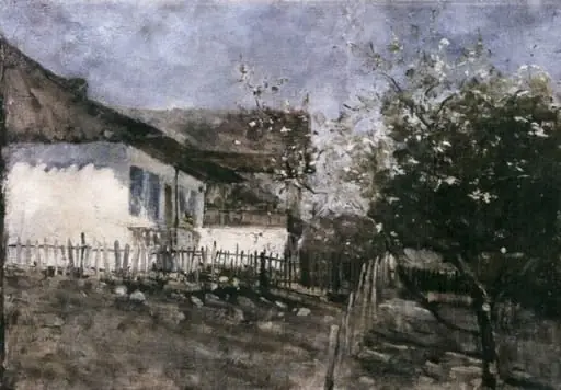 Curte cu pomi înfloriți, by Dimitrie Mihăilescu