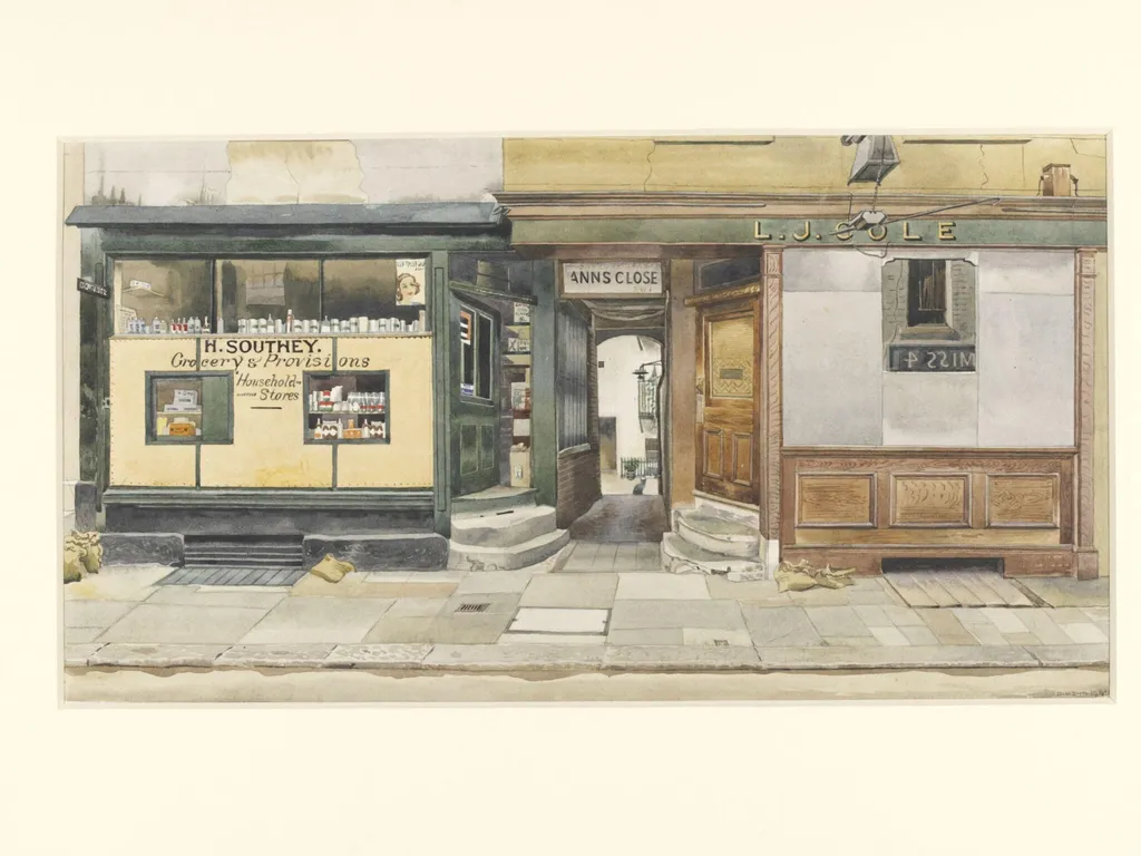 Kinnerton Street, Wilton Place, S.W.1, by Dimond, watercolor, 1943