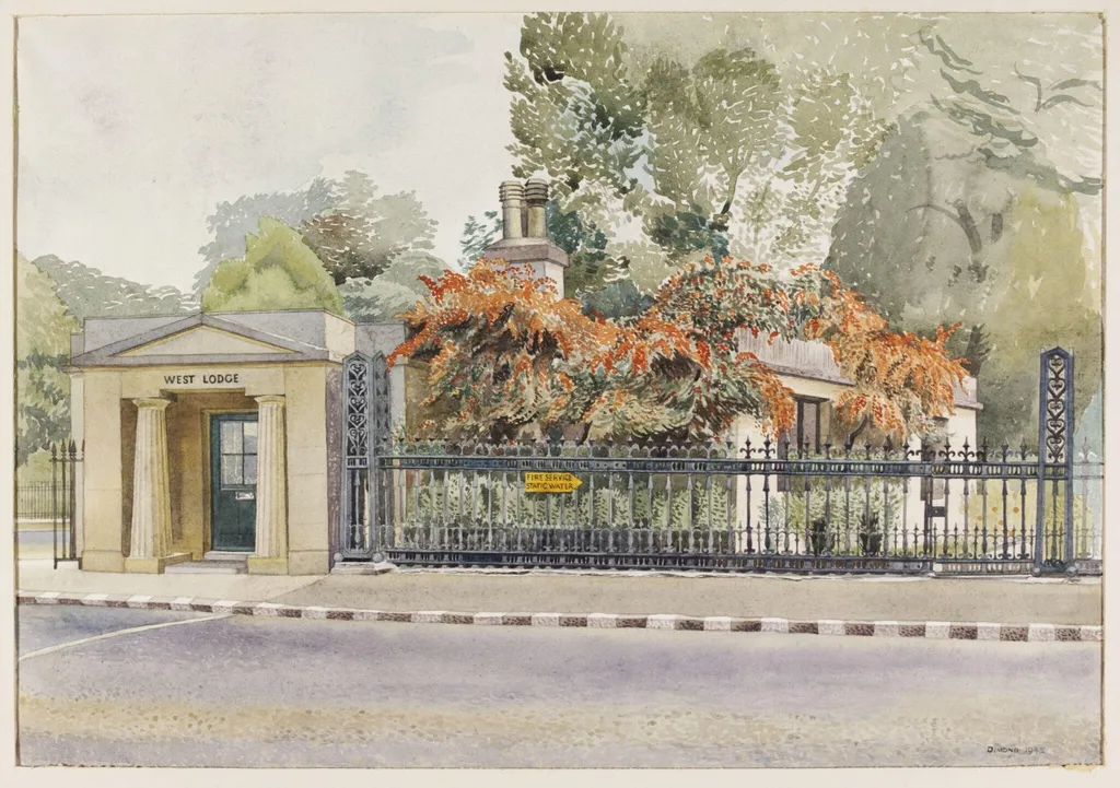 West Lodge, Regent's Park, by Dimond, watercolor, 1942