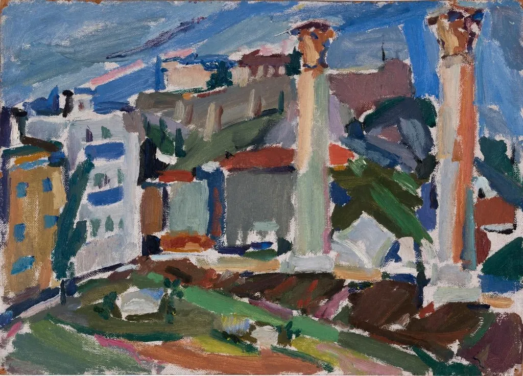 Landscape: Columns of Olympian Zeus, by Dimosthenis Kokkinidis, unspecified, 1958
