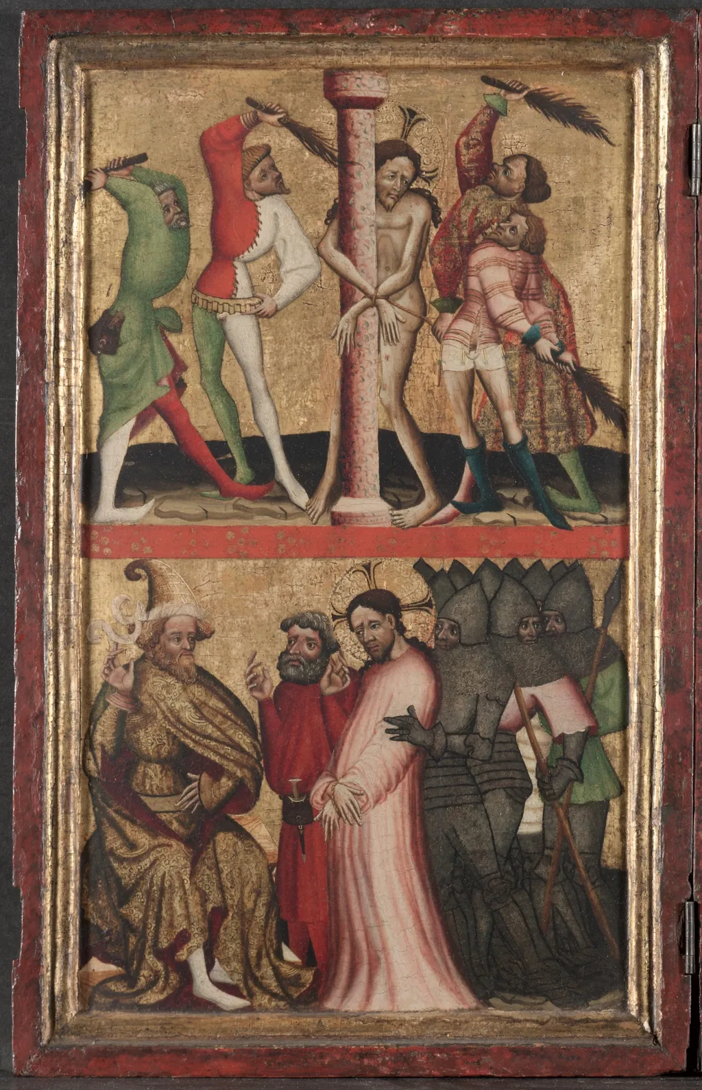 Diptych with the Passion of Christ (left wing):Flagellation and Christ Before Pilate, unspecified, 1400