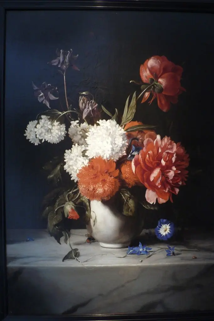Flowers in a White Stone Vase, by Dirck de Bray
