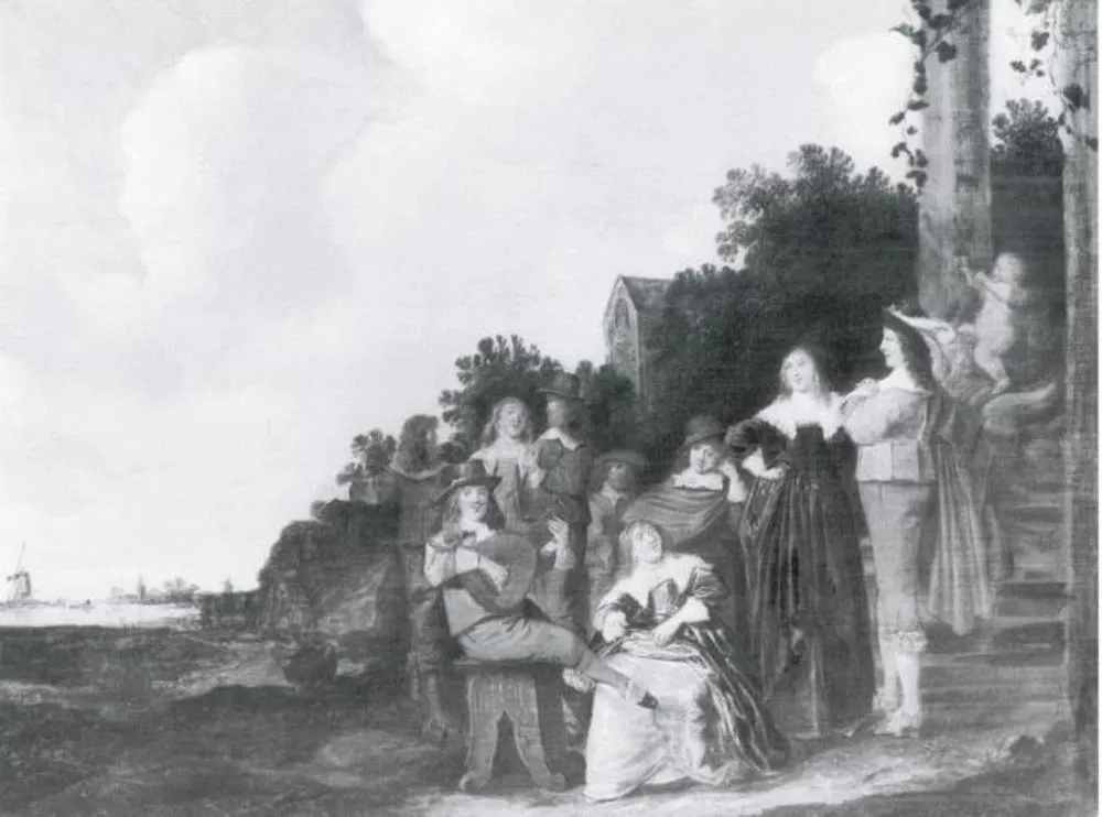 Family Group in a Landscape, by Dirck Hals, oil, 1634
