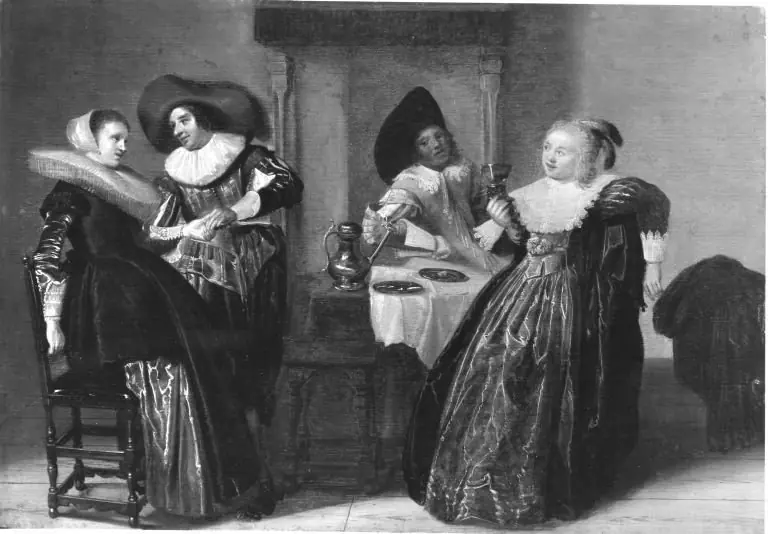 Interior with two elegant couples, by Dirck Hals