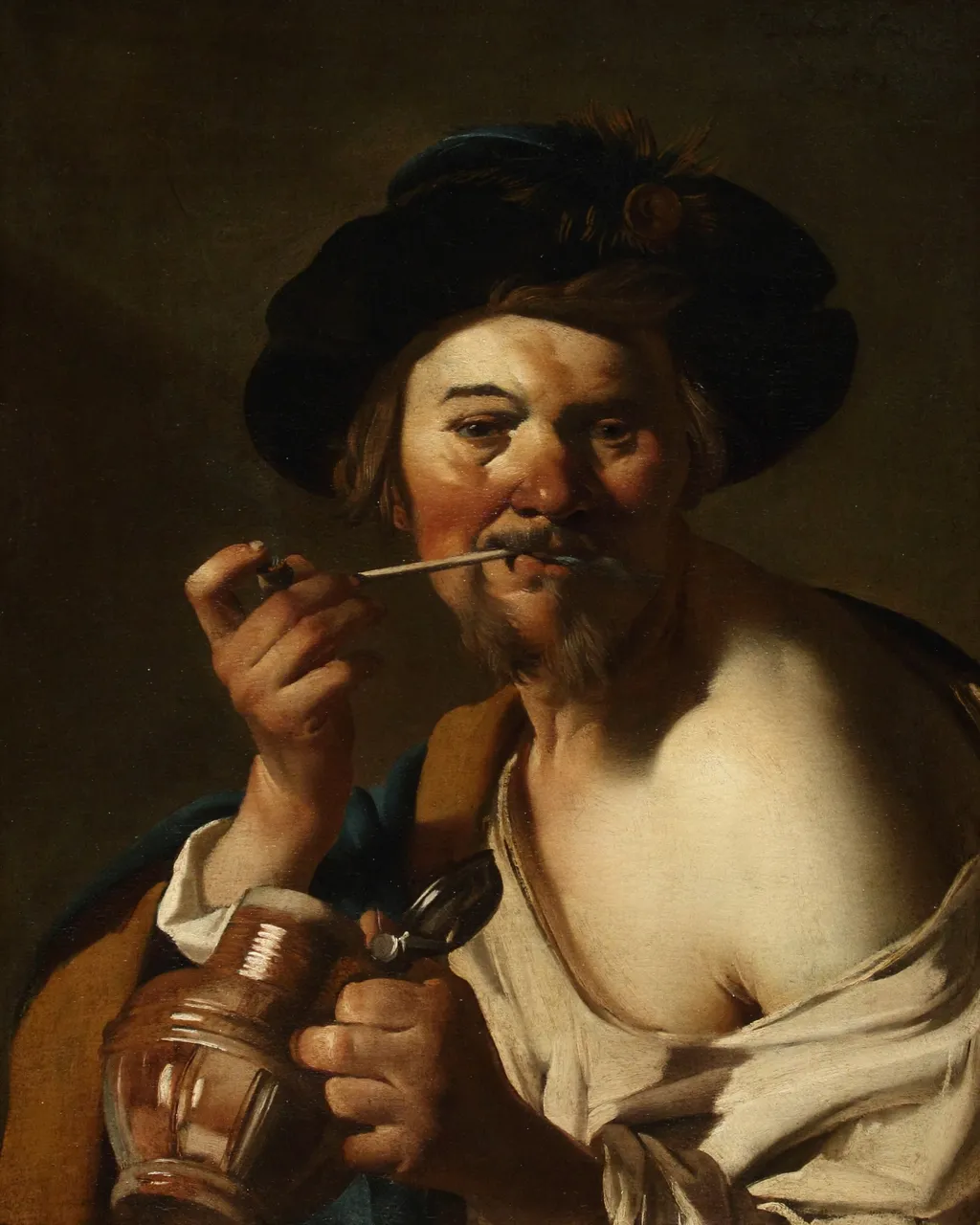 Pipe smoker, by Dirck van Baburen, oil, 1623