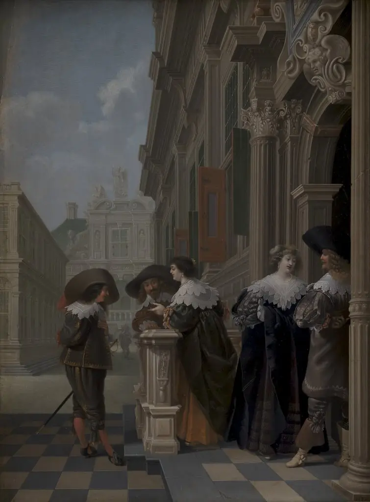 Conversation outside a Palace, by Dirck van Delen
