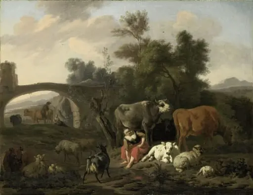 Landscape with Herdsmen and Cattle, by Dirck van der Bergen
