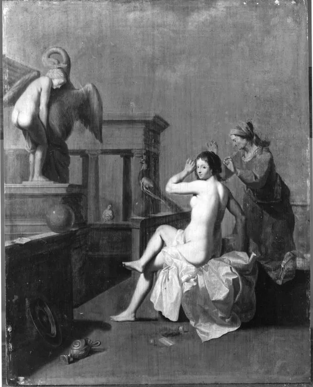Bathseba und ihre Dienerin, by Dirck van der Lisse, unspecified, 1638