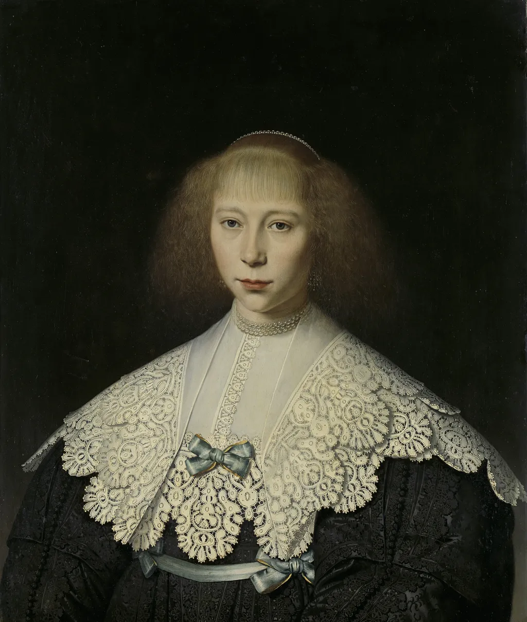 Agatha Geelvinck (1617-38). First wife of Frederik Dircksz Alewijn, by Dirck van Santvoort, oil, 1639