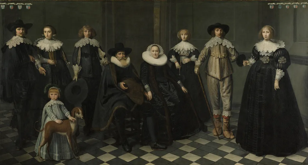 The family of Dirck Bas Jacobsz, burgomaster of Amsterdam, by Dirck van Santvoort, oil, 1635