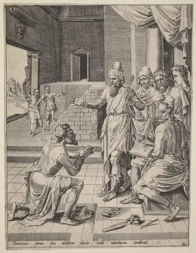 The King Forgiving His Servant His Debt, by Dirck Volckertz Coornhert
