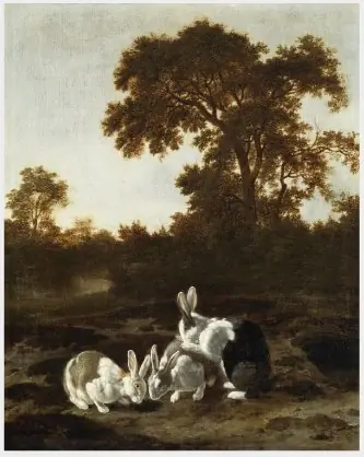 Rabbits at the Mouth of a Burrow