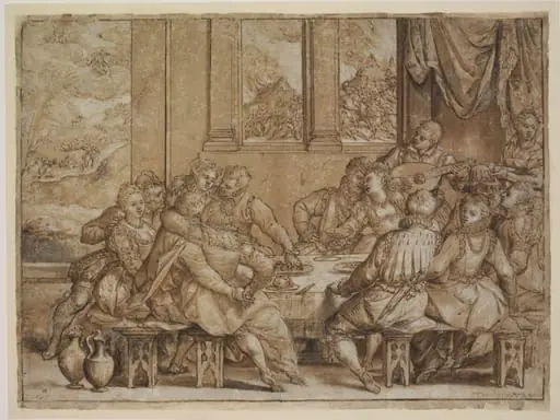 Mankind Feasting and Making Love, Awaiting the Last Judgement (‘the coming of the son of man’) (Matthew 24:37–42), by Dirk Barendsz