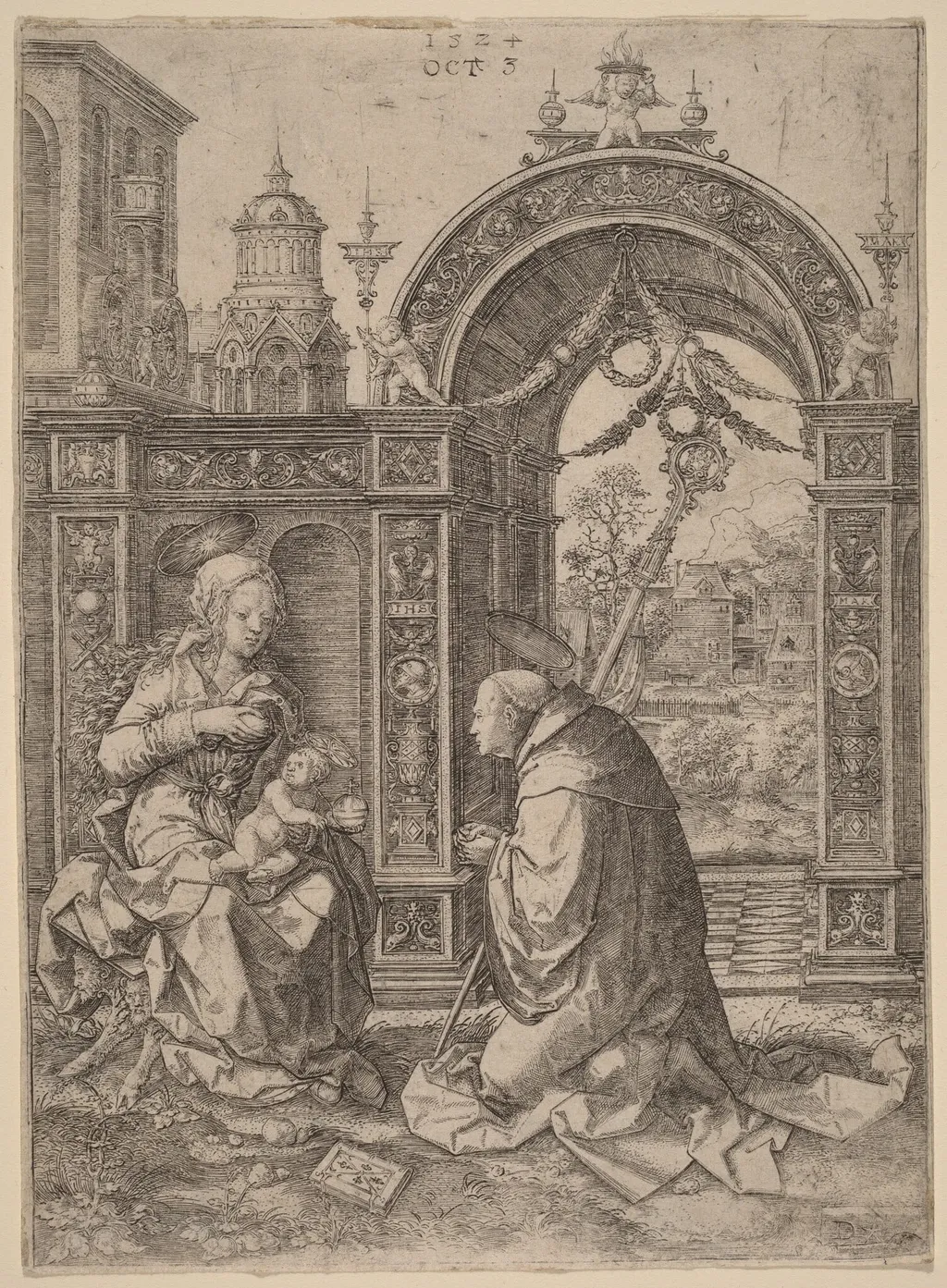 The Vision of Saint Bernard, by Dirk Jacobsz Vellert, ink, 1524