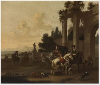 A Coach Party with a Classical Building, by Dirk Maas