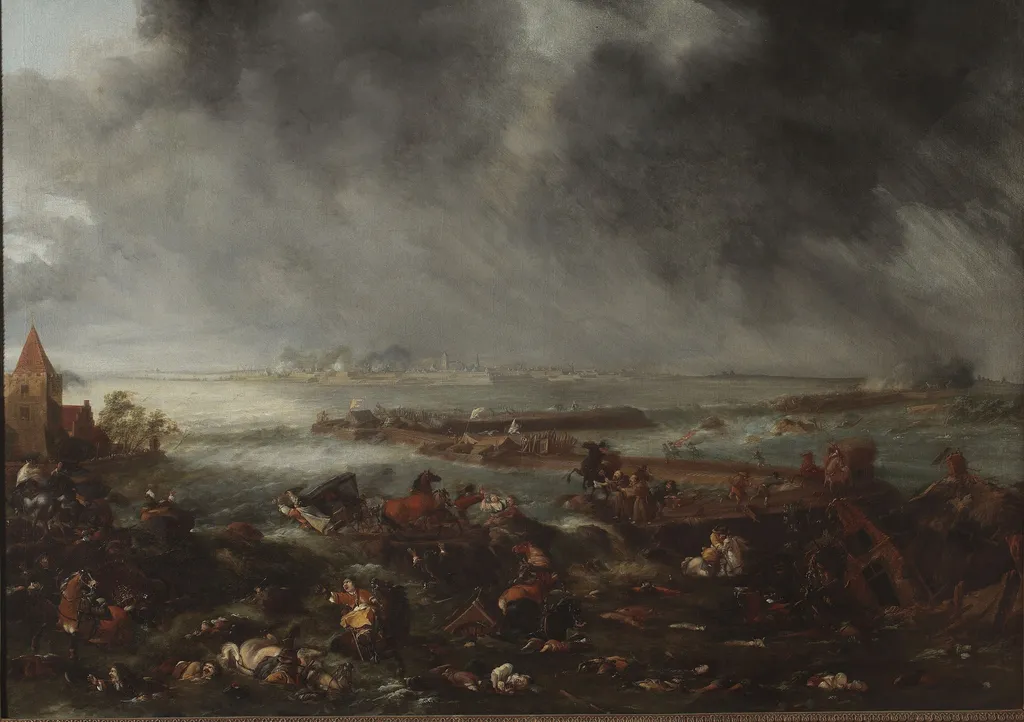 Siege of Groeningen by Christian Bernard von Galen, bishop of Munster, by Dirk Maas, oil, 1698