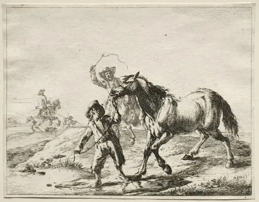 A boy taking a horse to drink, by Dirk Stoop