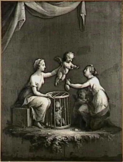 The Cupid Seller, by Dirk van der Aa, oil, 1794