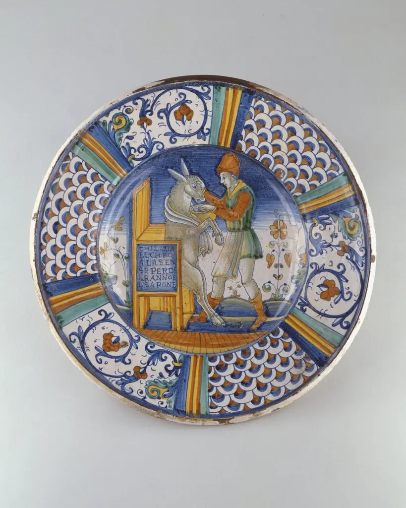 Dish (piatto): Man Washing the Mouth of an Ass, 1555