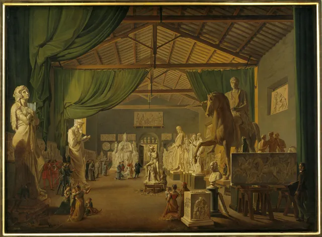 Pave Leo Xll aflægger besøg i Thorvaldsens værksteder ved Piazza Barberini, 18. oktober 1826