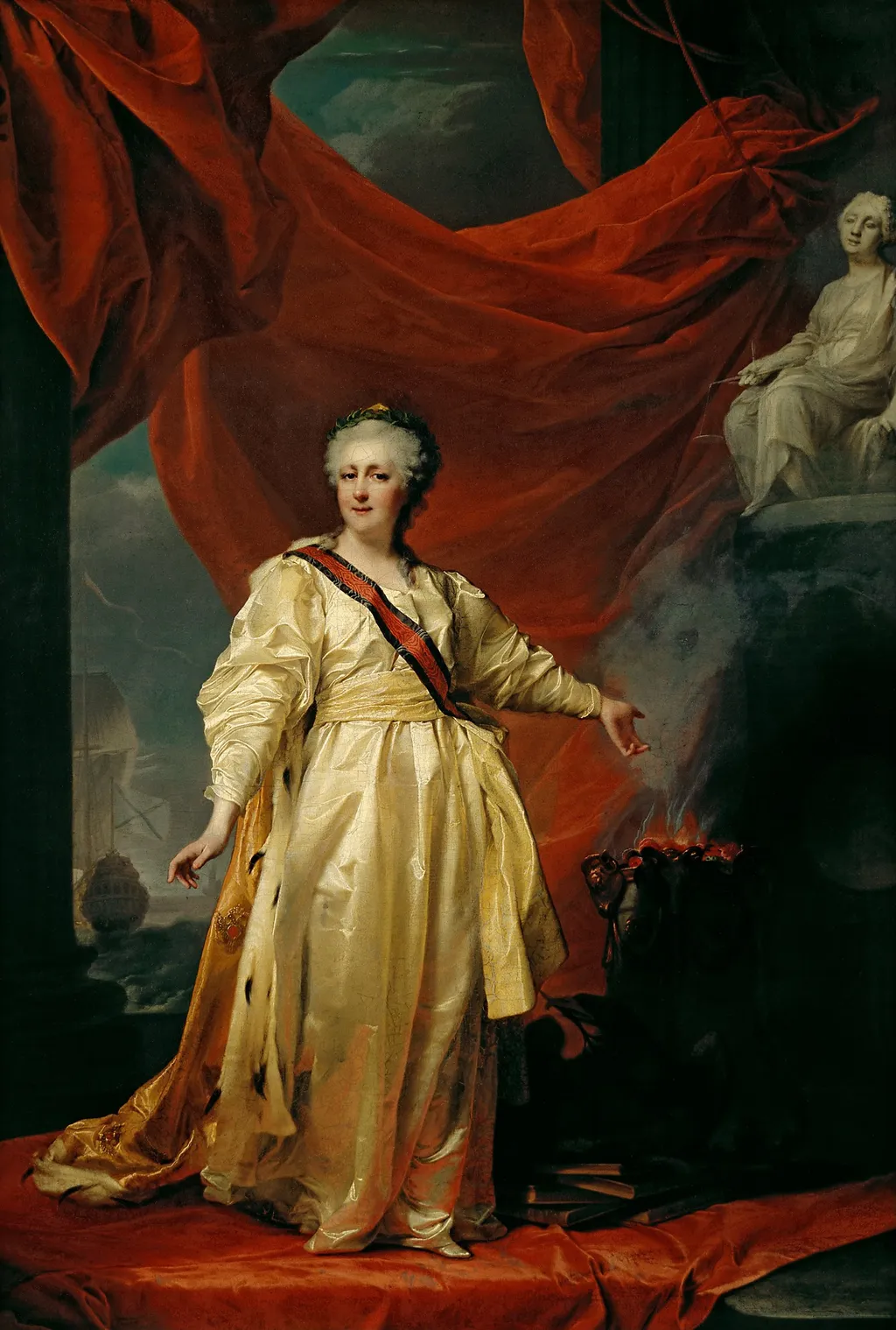 Portrait of Catherine II the Legislatress in the Temple Devoted to the Godess of Justice, by Dmitry Levitzky, oil, 1790