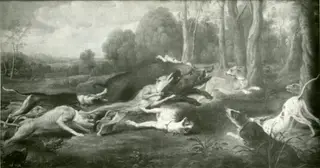 Dogs attacking a wild boar, by Frans Snyders