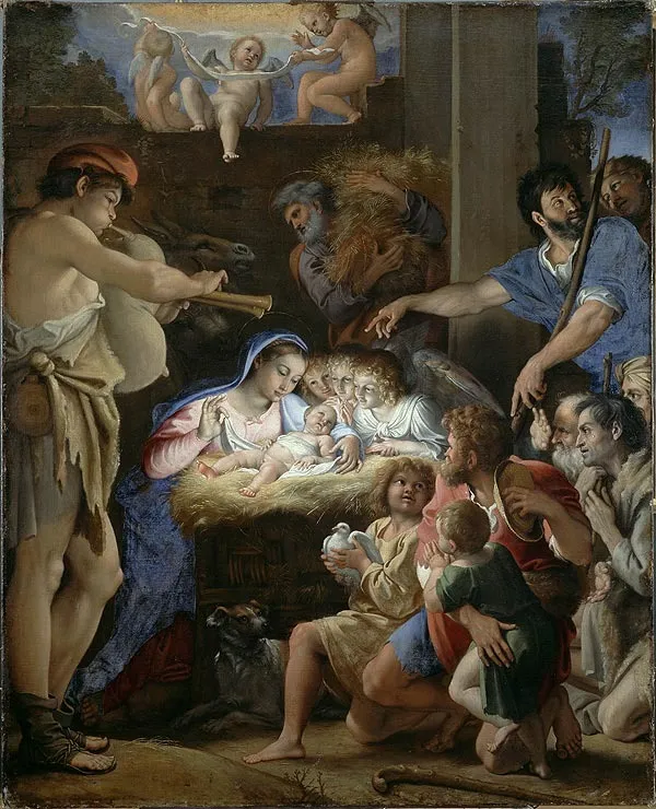 Adoration of the Shepherds, by Domenichino, oil, 1607