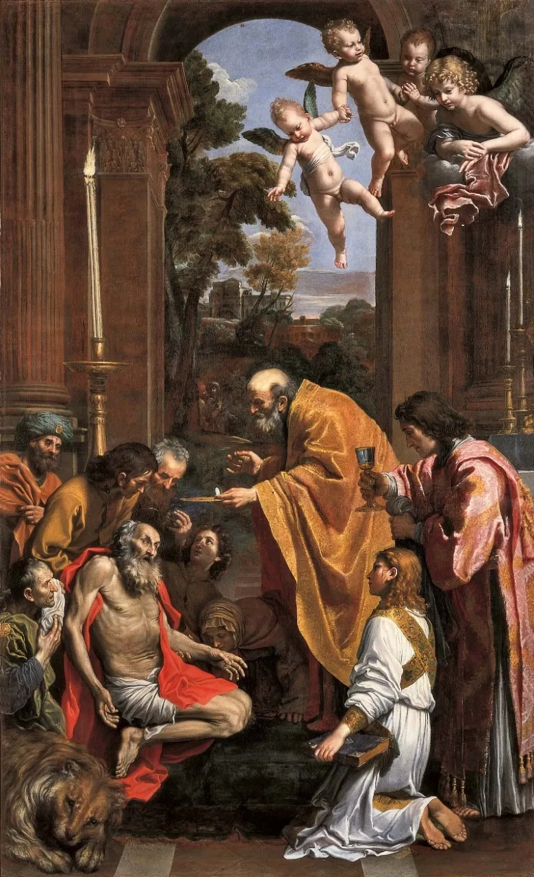 Communion of Saint Jerome, by Domenichino, oil, 1614